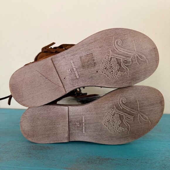 Free People Brown Fringe Ankle Boots - Picture 6 of 7